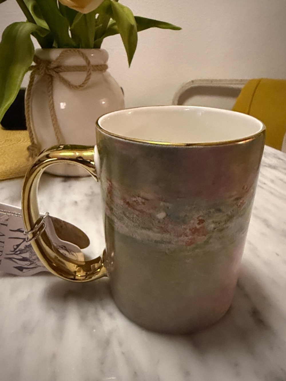 Claude Monet The Master's Series Pastel Ceramic Mug with Gold Handle - Set of 2